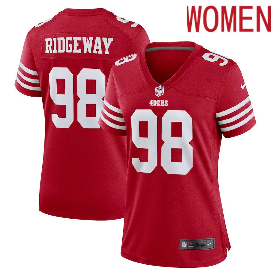 Women San Francisco 49ers #98 Hassan Ridgeway Nike Scarlet Game Player NFL Jersey